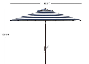 Safavieh IRIS 11FT Round Umbrella - Stylish Art Deco-Inspired Design for Ultimate Outdoor Shade & Elegance Navy / White PAT8104B