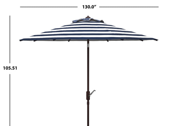 Safavieh IRIS 11FT Round Umbrella - Stylish Art Deco-Inspired Design for Ultimate Outdoor Shade & Elegance Navy / White PAT8104B