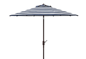 Safavieh IRIS 11FT Round Umbrella - Stylish Art Deco-Inspired Design for Ultimate Outdoor Shade & Elegance Navy / White PAT8104B