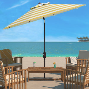 Safavieh IRIS 11FT Round Umbrella - Stylish Art Deco-Inspired Design for Ultimate Outdoor Shade & Elegance Orange / White PAT8104C