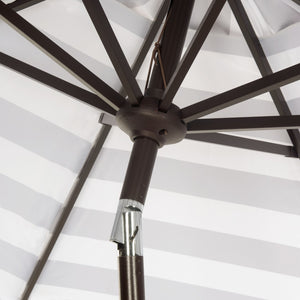 Safavieh IRIS 11FT Round Umbrella - Stylish Art Deco-Inspired Design for Ultimate Outdoor Shade & Elegance Grey / White PAT8104D