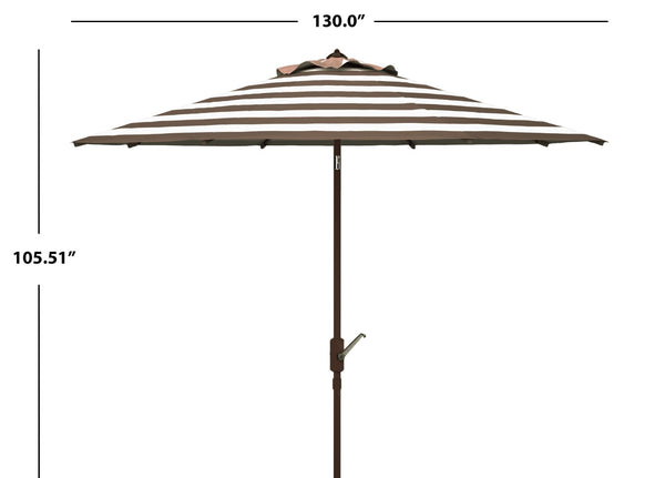 Safavieh IRIS 11FT Round Umbrella - Stylish Art Deco-Inspired Design for Ultimate Outdoor Shade & Elegance Grey / White PAT8104D