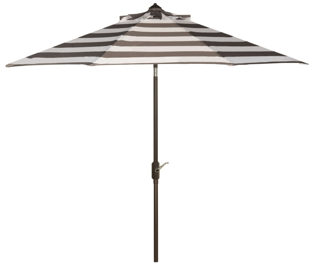 Safavieh IRIS 11FT Round Umbrella - Stylish Art Deco-Inspired Design for Ultimate Outdoor Shade & Elegance Grey / White PAT8104D