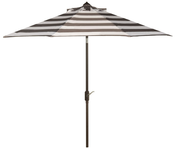 Safavieh IRIS 11FT Round Umbrella - Stylish Art Deco-Inspired Design for Ultimate Outdoor Shade & Elegance Grey / White PAT8104D