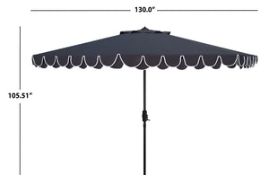 Safavieh ELEGANT Round 11-Foot Patio Umbrella with Petal Valance for Stylish Outdoor Living and Protection Navy / White PAT8106A