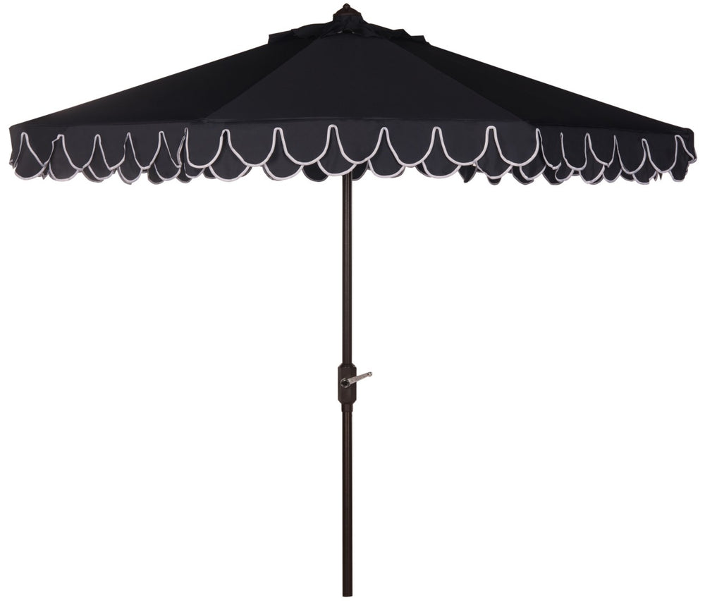 Safavieh ELEGANT Round 11-Foot Patio Umbrella with Petal Valance for Stylish Outdoor Living and Protection Navy / White PAT8106A