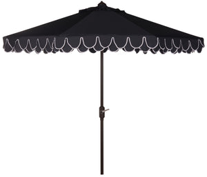 Safavieh ELEGANT Round 11-Foot Patio Umbrella with Petal Valance for Stylish Outdoor Living and Protection Navy / White PAT8106A