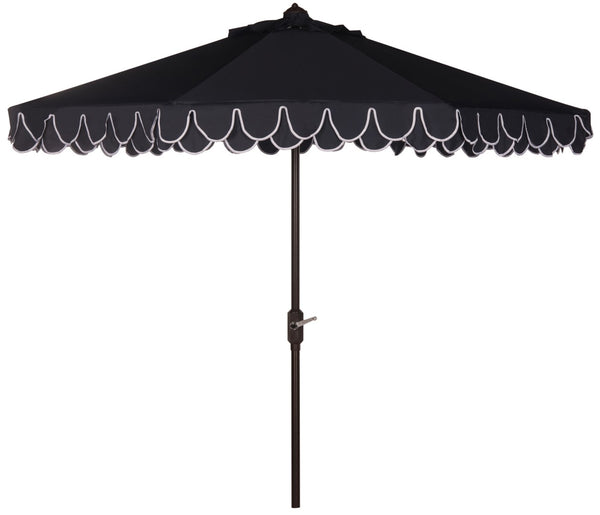 Safavieh ELEGANT Round 11-Foot Patio Umbrella with Petal Valance for Stylish Outdoor Living and Protection Navy / White PAT8106A