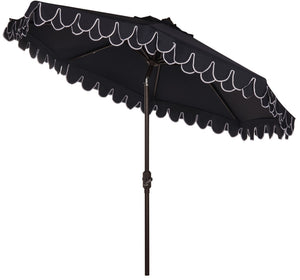 Safavieh ELEGANT Round 11-Foot Patio Umbrella with Petal Valance for Stylish Outdoor Living and Protection Navy / White PAT8106A