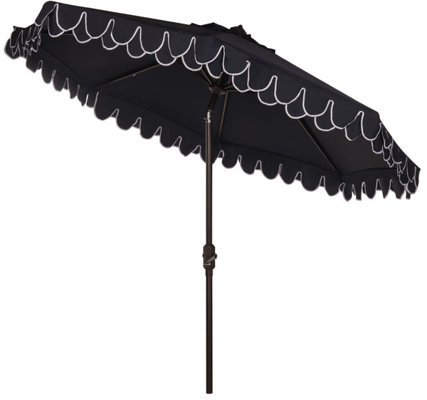 Safavieh ELEGANT Round 11-Foot Patio Umbrella with Petal Valance for Stylish Outdoor Living and Protection Navy / White PAT8106A