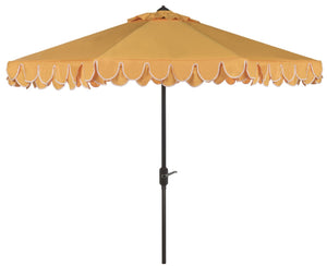 Safavieh ELEGANT Round 11-Foot Patio Umbrella with Petal Valance for Stylish Outdoor Living and Protection Yellow PAT8106B