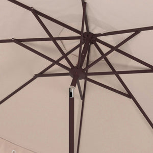 Safavieh ELEGANT Round 11-Foot Patio Umbrella with Petal Valance for Stylish Outdoor Living and Protection Beige / White PAT8106C
