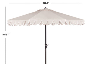 Safavieh ELEGANT Round 11-Foot Patio Umbrella with Petal Valance for Stylish Outdoor Living and Protection Beige / White PAT8106C