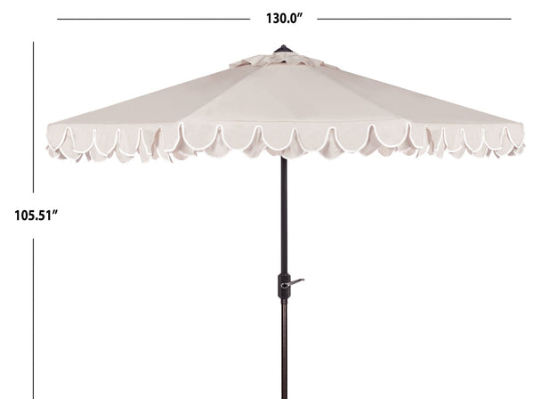Safavieh ELEGANT Round 11-Foot Patio Umbrella with Petal Valance for Stylish Outdoor Living and Protection Beige / White PAT8106C