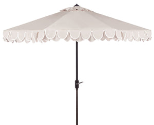 Safavieh ELEGANT Round 11-Foot Patio Umbrella with Petal Valance for Stylish Outdoor Living and Protection Beige / White PAT8106C