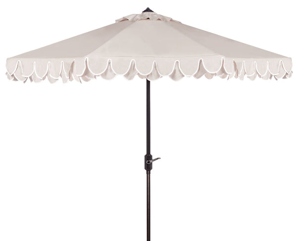 Safavieh ELEGANT Round 11-Foot Patio Umbrella with Petal Valance for Stylish Outdoor Living and Protection Beige / White PAT8106C