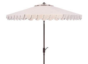 Safavieh ELEGANT Round 11-Foot Patio Umbrella with Petal Valance for Stylish Outdoor Living and Protection Beige / White PAT8106C