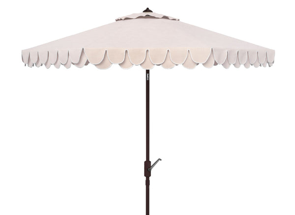 Safavieh ELEGANT Round 11-Foot Patio Umbrella with Petal Valance for Stylish Outdoor Living and Protection Beige / White PAT8106C