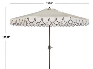 Safavieh ELEGANT Round 11-Foot Patio Umbrella with Petal Valance for Stylish Outdoor Living and Protection Ivory / Black PAT8106E