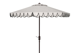 Safavieh ELEGANT Round 11-Foot Patio Umbrella with Petal Valance for Stylish Outdoor Living and Protection Ivory / Black PAT8106E