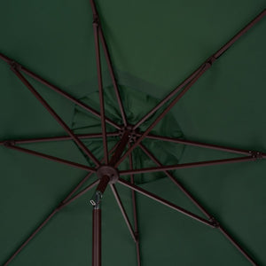 Safavieh Elegant 11 Ft Round Outdoor Umbrella with Scalloped Valance Aluminum Frame UV Resistant Green PAT8106H