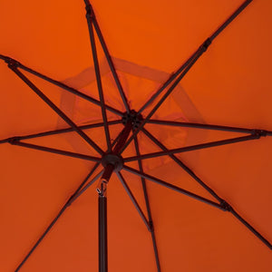 Safavieh Elegant 11 Ft Round Outdoor Umbrella with Scalloped Valance Aluminum Frame UV Resistant Orange PAT8106O