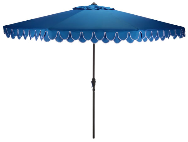 Safavieh Elegant 11 Foot Round Outdoor Patio Umbrella Resort Style Polyester Canopy with White Trim PAT8106P