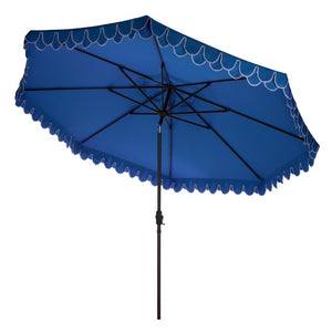 Safavieh Elegant 11 Foot Round Outdoor Patio Umbrella Resort Style Polyester Canopy with White Trim PAT8106P