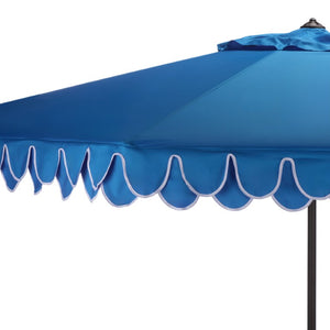 Safavieh Elegant 11 Foot Round Outdoor Patio Umbrella Resort Style Polyester Canopy with White Trim PAT8106P