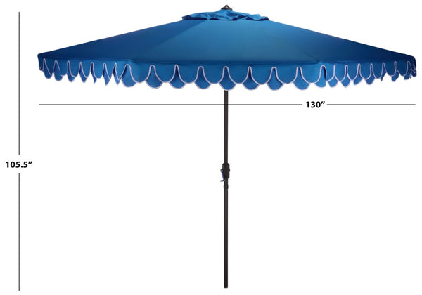 Safavieh Elegant 11 Foot Round Outdoor Patio Umbrella Resort Style Polyester Canopy with White Trim PAT8106P