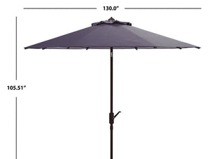 Safavieh ATHENS 11FT Round Crank Umbrella - Elegant Mediterranean Design for Patios and Poolside Retreats Navy / White PAT8107A