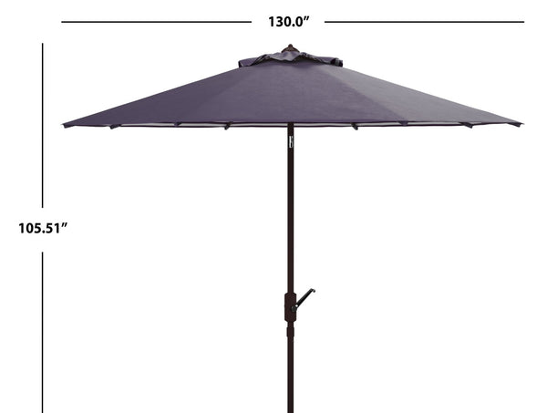 Safavieh ATHENS 11FT Round Crank Umbrella - Elegant Mediterranean Design for Patios and Poolside Retreats Navy / White PAT8107A