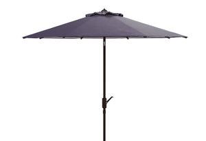 Safavieh ATHENS 11FT Round Crank Umbrella - Elegant Mediterranean Design for Patios and Poolside Retreats Navy / White PAT8107A