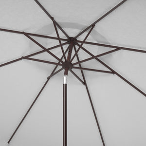 Safavieh MILAN Fringe 11FT Round Crank Umbrella - Stylish Shade for Outdoor Entertaining & Poolside Lounging Ivory PAT8108C