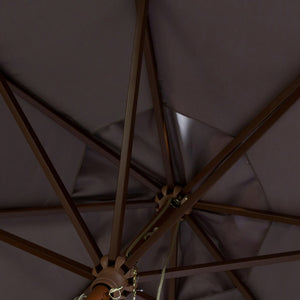 Safavieh CANNES 11ft Wooden Pulley Market Umbrella - Timeless Shade Solution for Patios and Gardens Grey PAT8109B