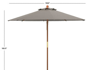Safavieh CANNES 11ft Wooden Pulley Market Umbrella - Timeless Shade Solution for Patios and Gardens Grey PAT8109B