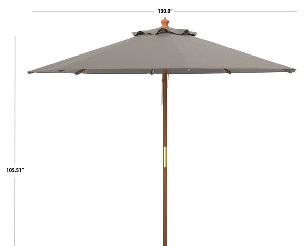 Safavieh CANNES 11ft Wooden Pulley Market Umbrella - Timeless Shade Solution for Patios and Gardens Grey PAT8109B