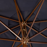 Safavieh Cannes 11Ft Wooden Pulley Market Umbrella  XII23 Navy Steel PAT8109C