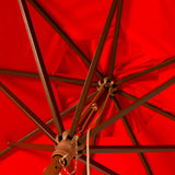 Safavieh Cannes 11Ft Wooden Pulley Market Umbrella  XII23 Red Steel PAT8109D