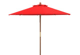 Safavieh Cannes 11Ft Wooden Pulley Market Umbrella  XII23 Red Steel PAT8109D