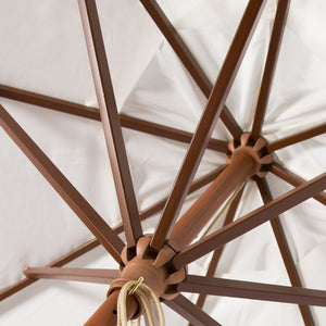 Safavieh CANNES 11ft Wooden Pulley Market Umbrella - Timeless Shade Solution for Patios and Gardens Ivory PAT8109E