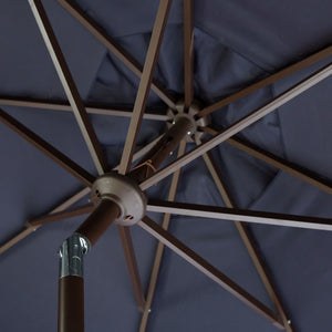 Safavieh VENICE 11FT Round Crank Patio Umbrella - Elegant Shade Solution for Outdoor Spaces & Lounges Navy / White PAT8110A