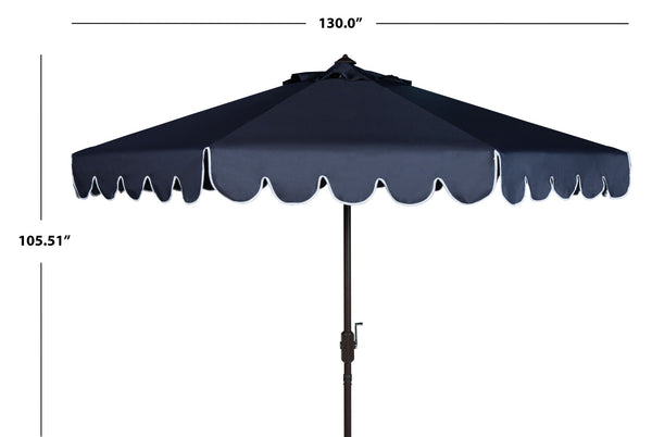 Safavieh VENICE 11FT Round Crank Patio Umbrella - Elegant Shade Solution for Outdoor Spaces & Lounges Navy / White PAT8110A