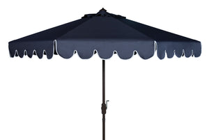Safavieh VENICE 11FT Round Crank Patio Umbrella - Elegant Shade Solution for Outdoor Spaces & Lounges Navy / White PAT8110A