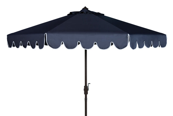 Safavieh VENICE 11FT Round Crank Patio Umbrella - Elegant Shade Solution for Outdoor Spaces & Lounges Navy / White PAT8110A