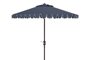 Safavieh VENICE 11FT Round Crank Patio Umbrella - Elegant Shade Solution for Outdoor Spaces & Lounges Navy / White PAT8110A