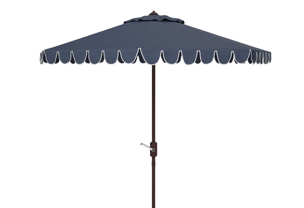 Safavieh VENICE 11FT Round Crank Patio Umbrella - Elegant Shade Solution for Outdoor Spaces & Lounges Navy / White PAT8110A