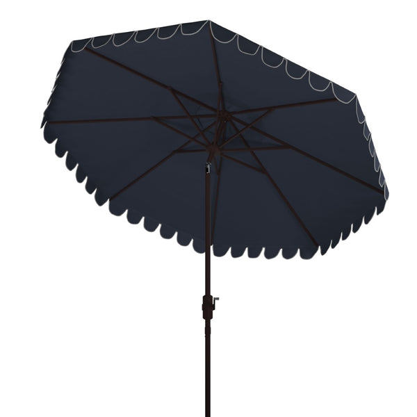 Safavieh VENICE 11FT Round Crank Patio Umbrella - Elegant Shade Solution for Outdoor Spaces & Lounges Navy / White PAT8110A