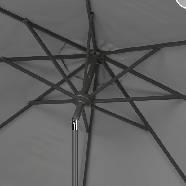Safavieh VENICE 11FT Round Crank Patio Umbrella - Elegant Shade Solution for Outdoor Spaces & Lounges Grey PAT8110B