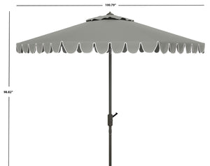 Safavieh VENICE 11FT Round Crank Patio Umbrella - Elegant Shade Solution for Outdoor Spaces & Lounges Grey PAT8110B